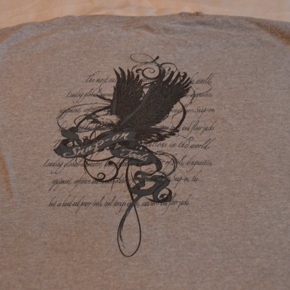 Men's Used Snap-On Tools Heather Gray Graphic Tee Size XL - Picture 4 of 4